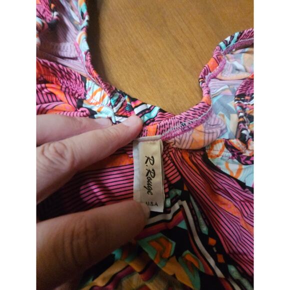 R Rauge Dress Womens Size 3x Boho Print Crocheted Hem Sleeves Chevron (794) - Picture 3 of 8